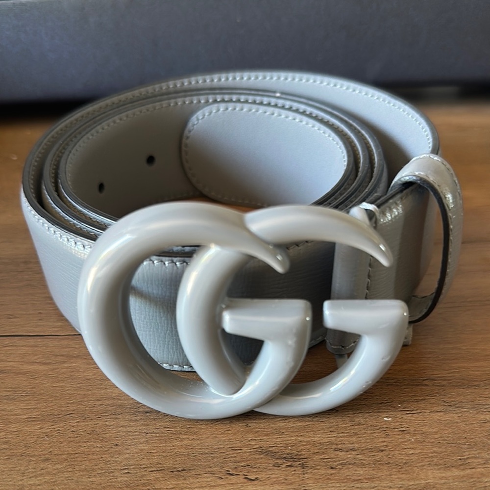 Gucci Gray Belt with GG Buckle